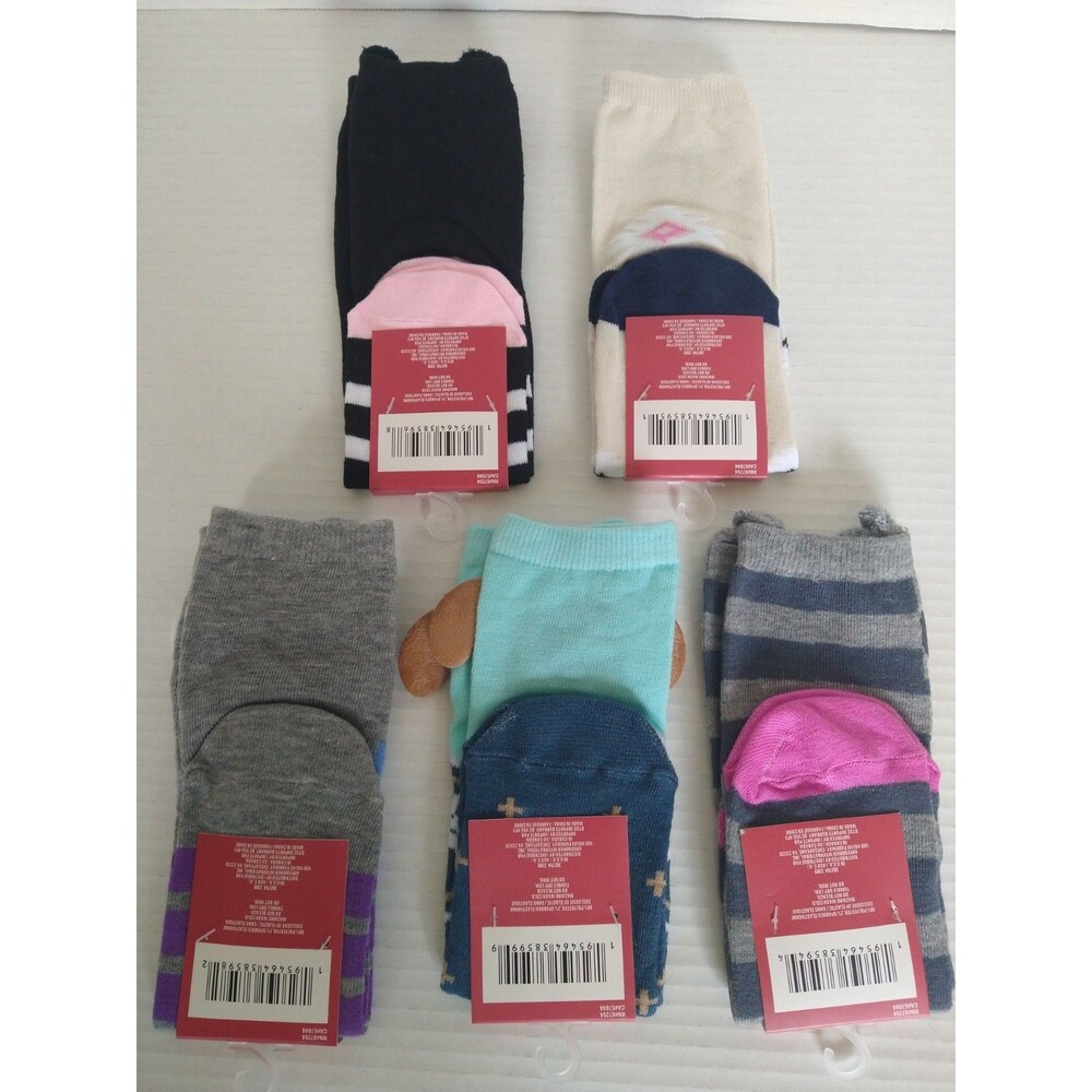 Lot of 5 Pairs Kids Children's Women's Socks Animals Fuzzy Ears Cute Fun Cheery - Picture 2 of 10